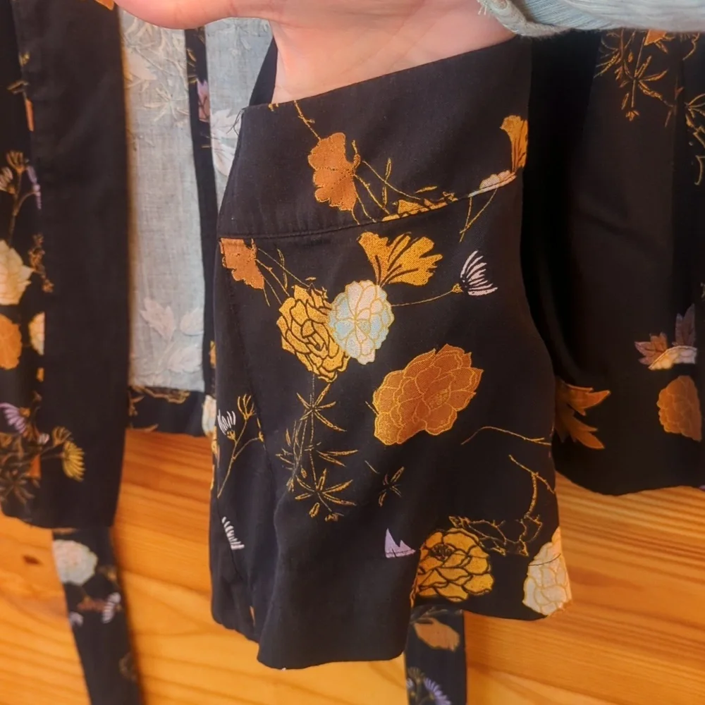 Free People 'Wrap It Up' Long Sleeve Floral Kimono XS - Picture 10 of 11
